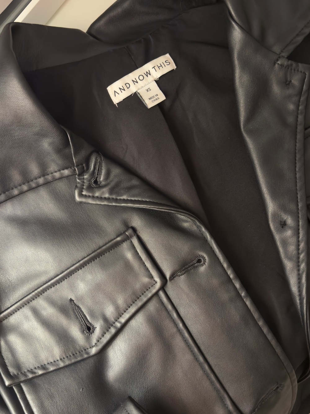 Black faux leather crop jacket XS